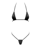 Love In Leather Spandex Fabric Womens Micro Bikini Black G-Strings, Panties and Shorts